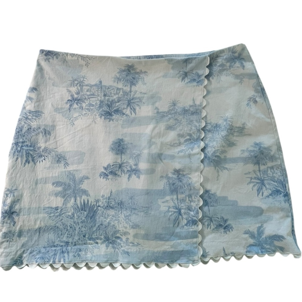 Crown and Ivy Blue and White Tropical Print Skort Size 16 - Picture 3 of 7
